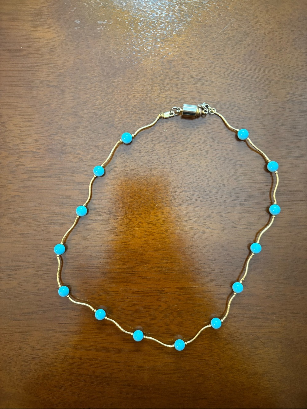 Gold Chain Necklace with Turquoise Beads